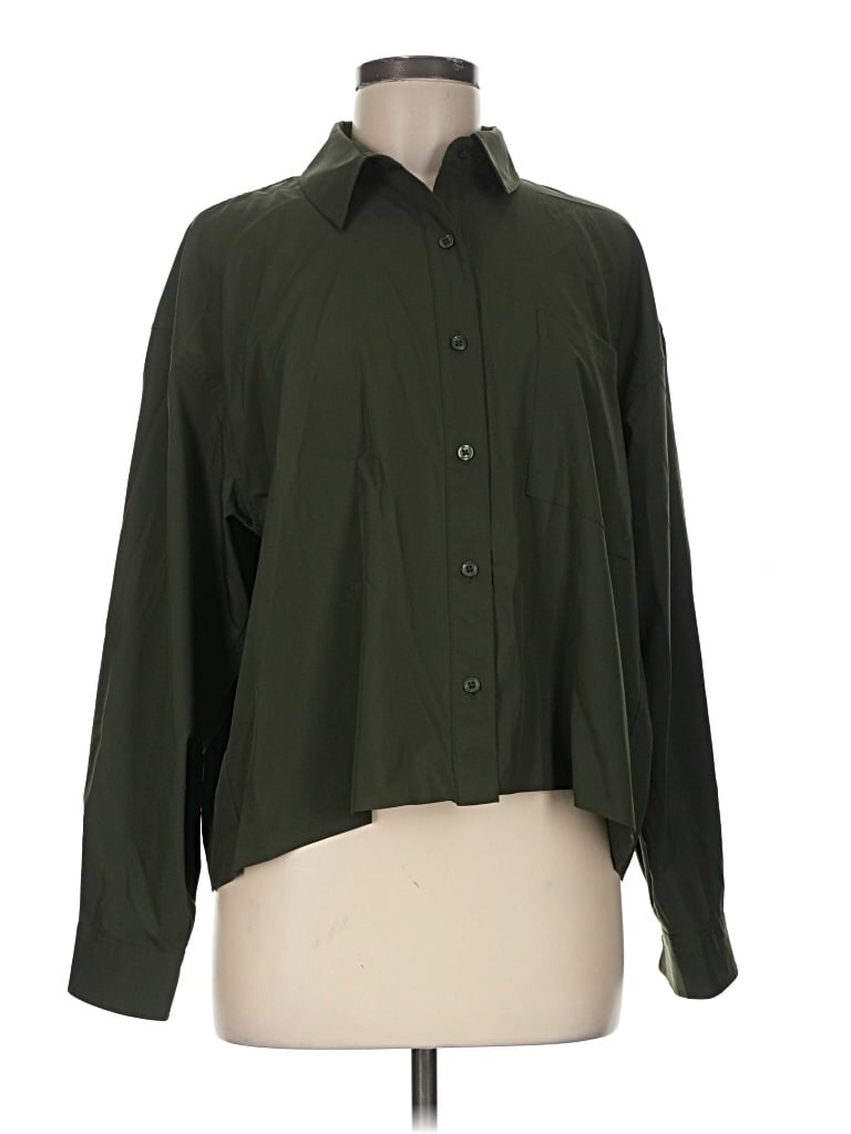 Pre-owned Athleta Long Sleeve Blouse In Green