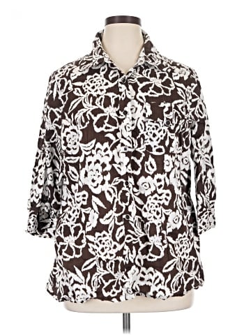 Karen Scott 3/4 Sleeve Button-Down Shirt (view 1)