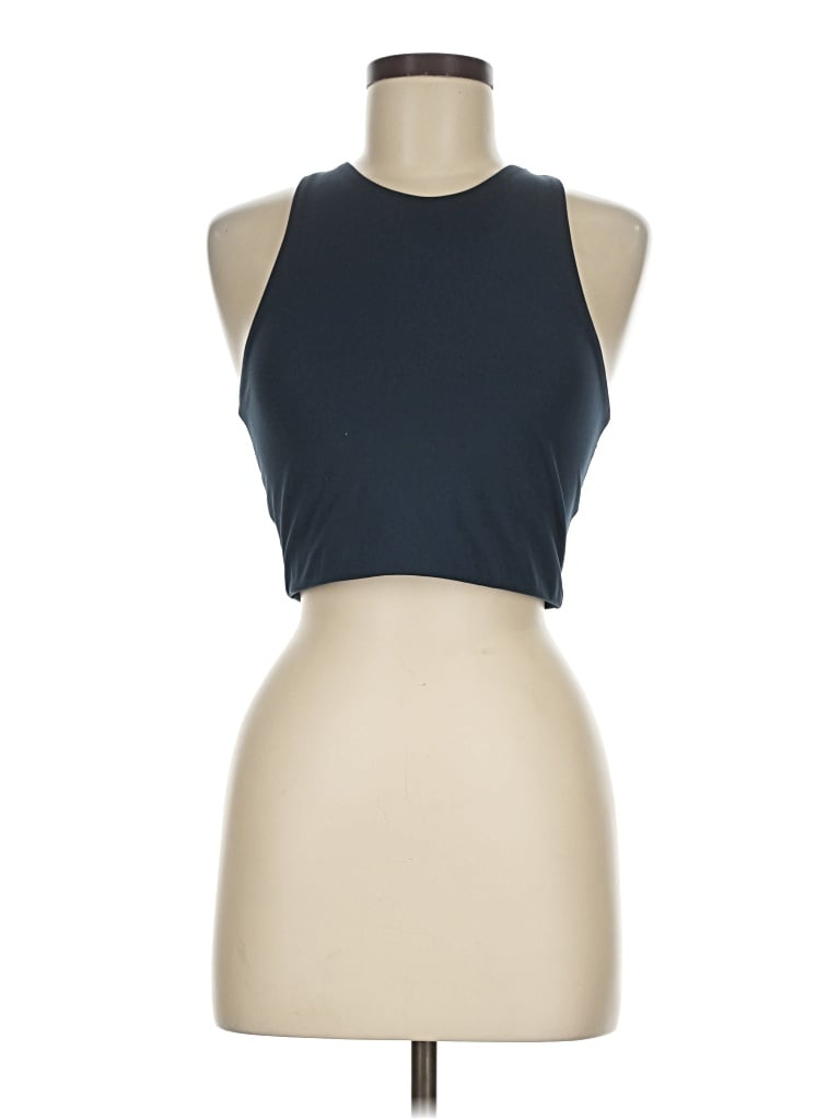 Pre-owned Girlfriend Collective Tank Top Blue Halter Neckline Tops