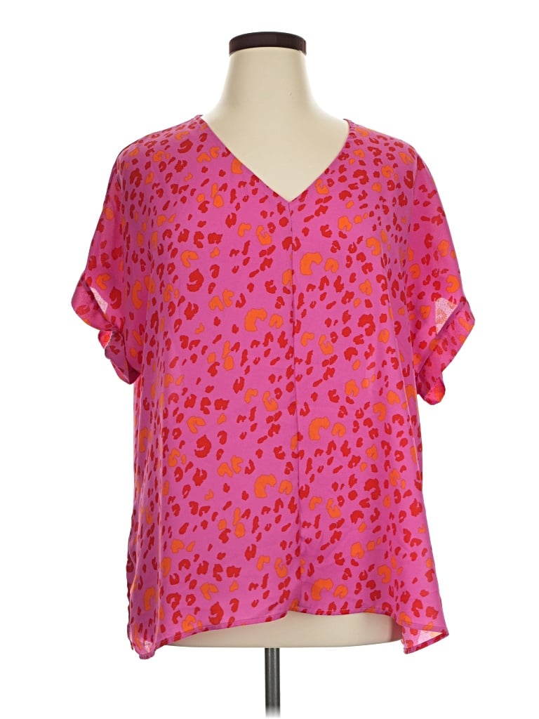 Pre-owned Cotton Bleu Short Sleeve Blouse In Pink