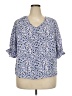 Well Worn 100% Recycled Polyester Blue 3/4 Sleeve Blouse Size XXL - photo 1