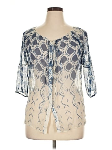 AWADA 3/4 Sleeve Silk Top (view 1)