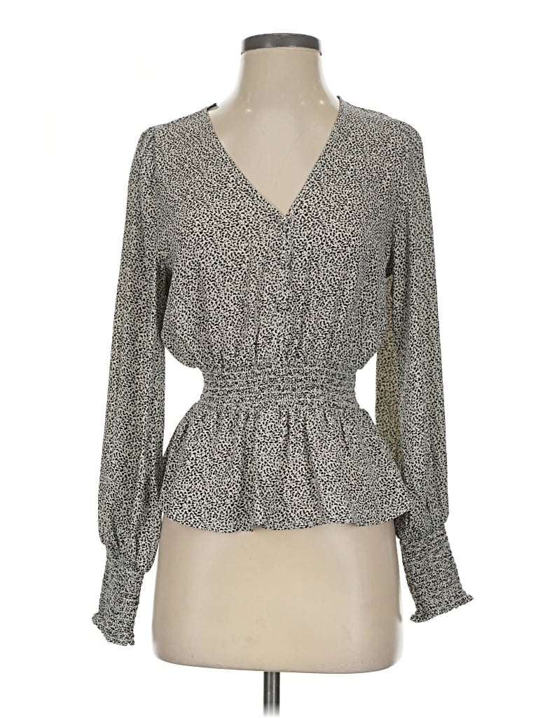 Pre-owned Sienna Sky Long Sleeve Blouse In Gray