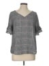 Worthington 100% Polyester Gray Short Sleeve Blouse Size L - photo 1