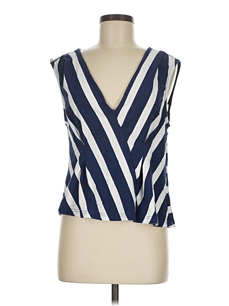 Pre-owned Maeve Tank Top Blue Plunge Neckline Tops
