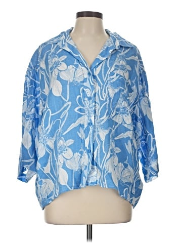 Magaschoni 3/4 Sleeve Button-Down Shirt (view 1)