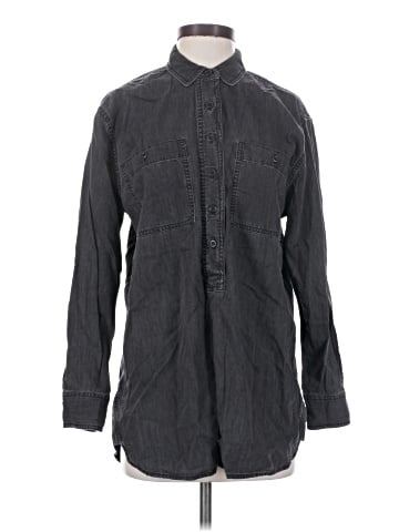 Madewell Denim Popover Top in Black Wash (view 1)