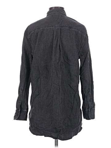 Madewell Denim Popover Top in Black Wash (view 2)