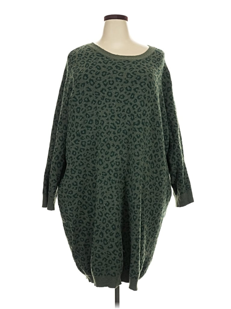 Pre-owned Terra & Sky Poncho In Green