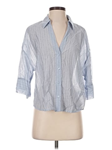Naked Wardrobe 3/4 Sleeve Button-Down Shirt (view 1)