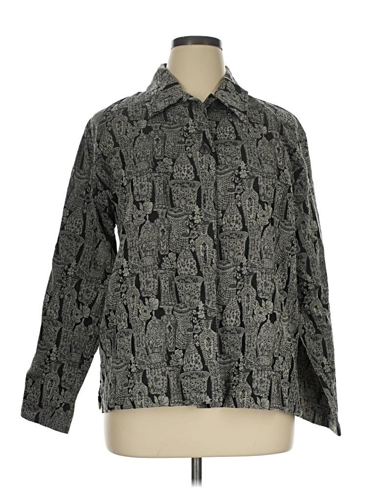 Pre-owned Chico's Design Long Sleeve Button Down Shirt In Gray