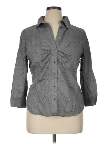 New York & Company 3/4 Sleeve Button-Down Shirt (view 1)