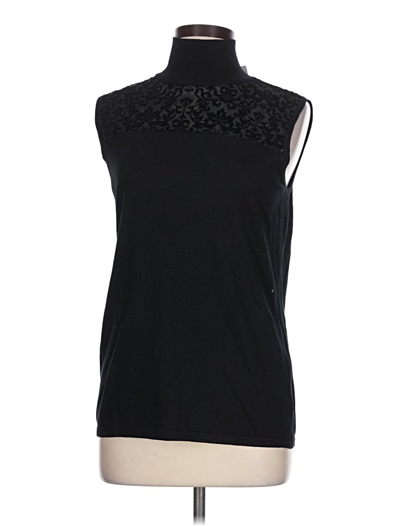 Pre-owned August Silk Sleeveless Top Black High Neck Tops