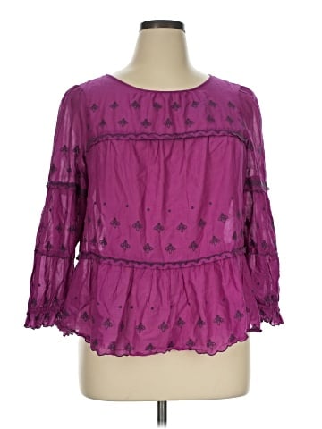 Kaari Blue 3/4 Sleeve Blouse (view 1)