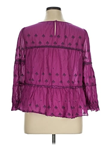 Kaari Blue 3/4 Sleeve Blouse (view 2)