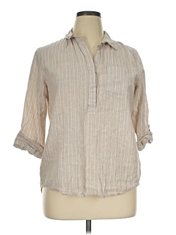 Per Se 3/4 Sleeve Button-Down Shirt (view 1)