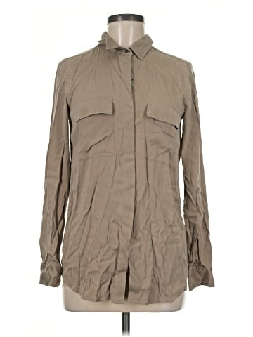 Theory Long Sleeve Silk Top (view 1)