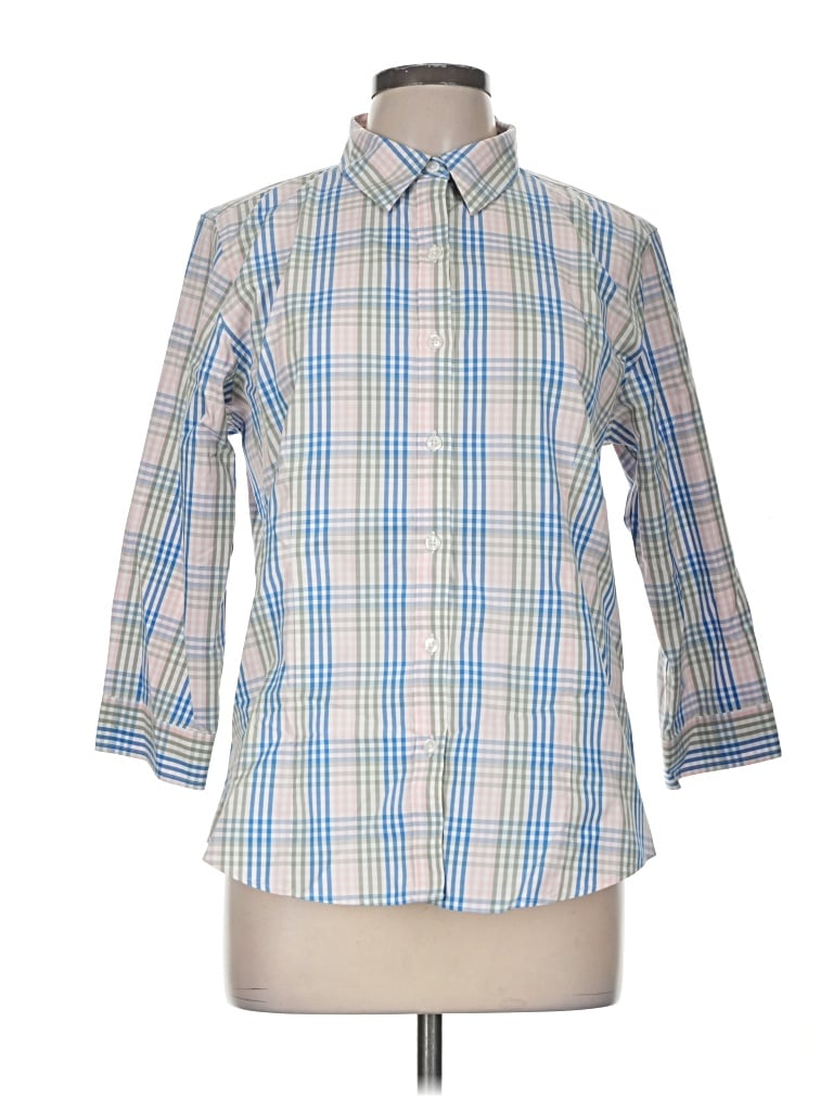 Pre-owned L.l.bean 3/4 Sleeve Button Down Shirt In Blue
