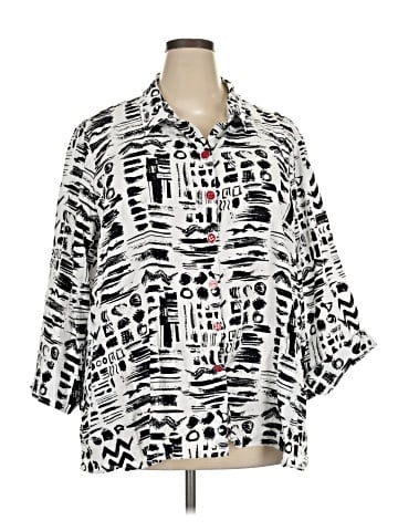 Ali Miles 3/4 Sleeve Button-Down Shirt (view 1)