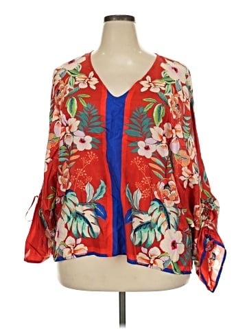 Johnny Was 3/4 Sleeve Silk Top (view 1)