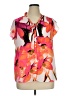 Worthington 100% Polyester Floral Orange Short Sleeve Blouse Size XL - photo 1