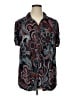 Bisou Bisou Paisley Black Short Sleeve Blouse Size 1X - photo 1