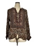 Ruby Rd. 100% Rayon Animal Print Brown Long Sleeve Blouse Size 1X - photo 1