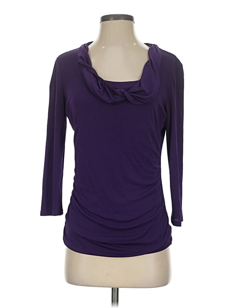 Pre-owned Classiques Entier 3/4 Sleeve Top Purple Cowl Neck Tops