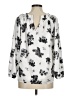 Ann Taylor 100% Polyester Floral White Ivory 3/4 Sleeve Blouse Size M (petite) - photo 2