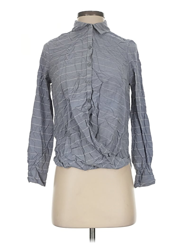 Pre-owned Beachlunchlounge Long Sleeve Blouse In Gray