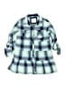 Justice Plaid Blue 3/4 Sleeve Button-Down Shirt Size 8 - photo 1