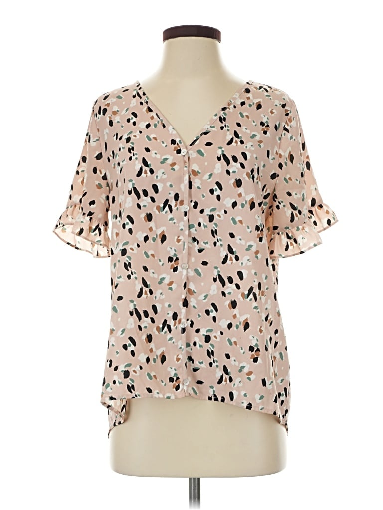 Pre-owned West Kei Short Sleeve Blouse In Tan