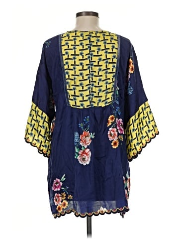 Johnny Was 3/4 Sleeve Silk Top (view 2)