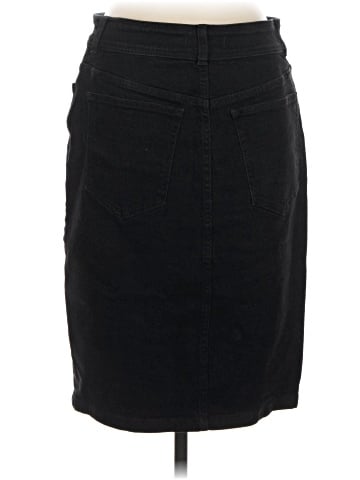 Madewell Denim Button-Front Midi Skirt in Clean Black Wash (view 2)