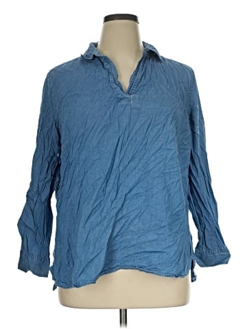 Per Se 3/4 Sleeve Button-Down Shirt (view 1)