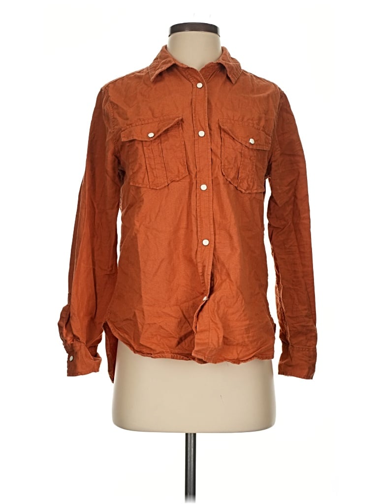 Pre-owned Lola River Long Sleeve Button Down Shirt In Brown