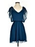 Express 100% Polyester Solid Blue Casual Dress Size S - photo 1