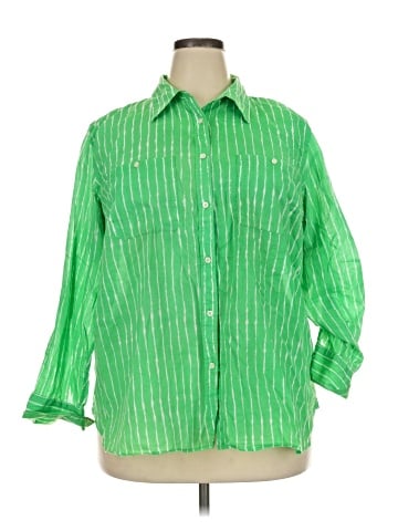 Lauren by Ralph Lauren 3/4 Sleeve Button-Down Shirt (view 1)