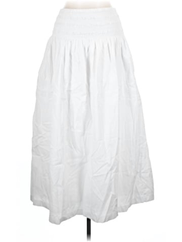 Madewell Smocked-Waist Poplin Midi Skirt (view 1)