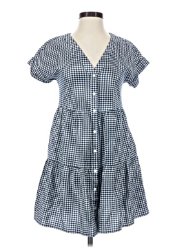 Madewell Cuff-Sleeve Button-Front Tiered Mini Dress in Gingham Check (view 1)