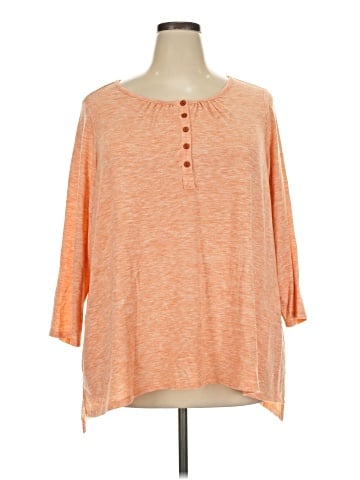 LOGO by Lori Goldstein Long Sleeve Henley (view 1)