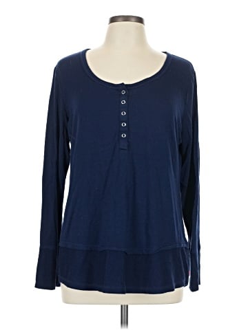 Josie Natori Long Sleeve Henley (view 1)