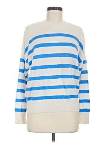 Madewell (Re)sponsible Cashmere Oversized Crewneck Sweater in Stripe (view 1)