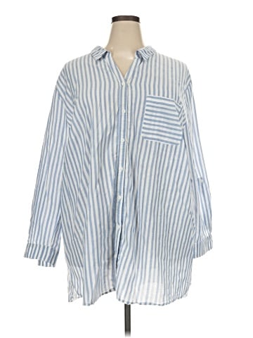 Ulla Popken 3/4 Sleeve Button-Down Shirt (view 1)