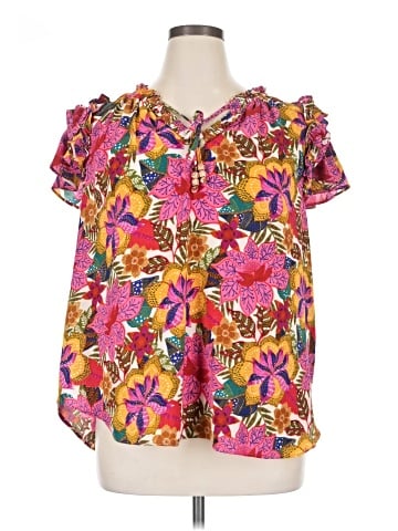 Rose + Olive Short Sleeve Blouse (view 1)