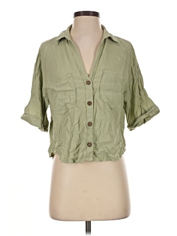 Zara 3/4 Sleeve Button-Down Shirt (view 1)