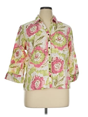 JM Collection 3/4 Sleeve Button-Down Shirt (view 1)