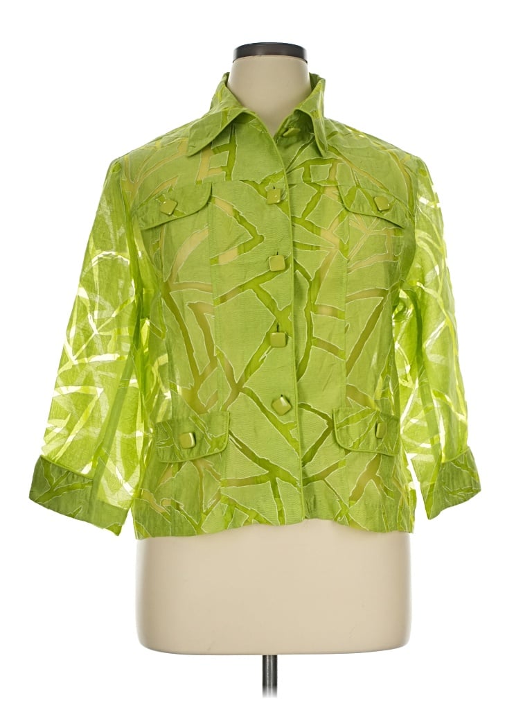 Pre-owned Clara Sun Woo 3/4 Sleeve Button Down Shirt In Green