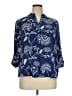 Ava & Grace 100% Polyester Floral Blue 3/4 Sleeve Blouse Size XL - photo 1