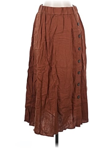 Madewell Linen-Blend Side-Button Midi Skirt (view 1)